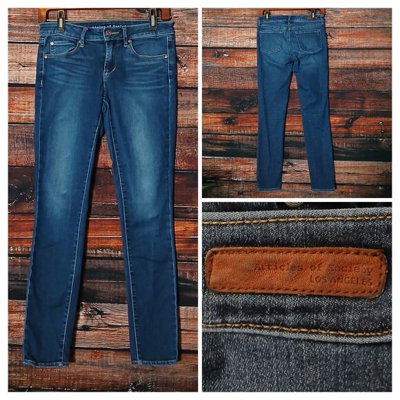 Articles Of Society Jeans 25 Karen Crop Skinny Ankle Delray Blue Denim Stretch - Picture 1 of 12